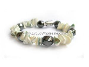 Magnet Clasp - 18cm Hematite Stone Beaded Bracelet